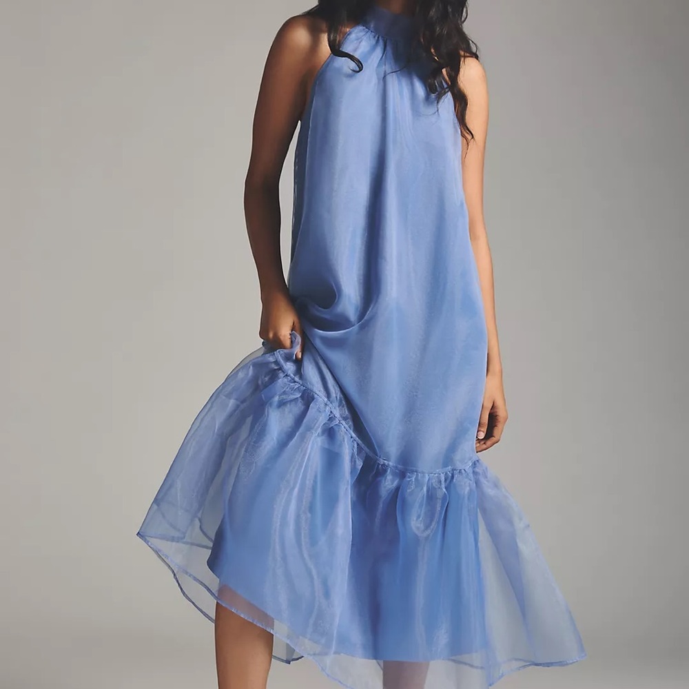 Anthropologie Maeve Blue Tulle Dress - Size XS